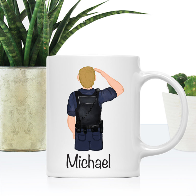 Tasse à café personnalisée, Policier jaune / blanc 29, Oui