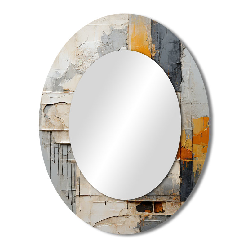Abstract Assemblage I - Yellow Modern Oval Wall Mirror, 43" x 33"