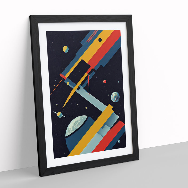 Abstract Spaceship Rocket No.2 - Single Picture Frame Print, Black Framed, 64cm H x 46cm W x 2cm D