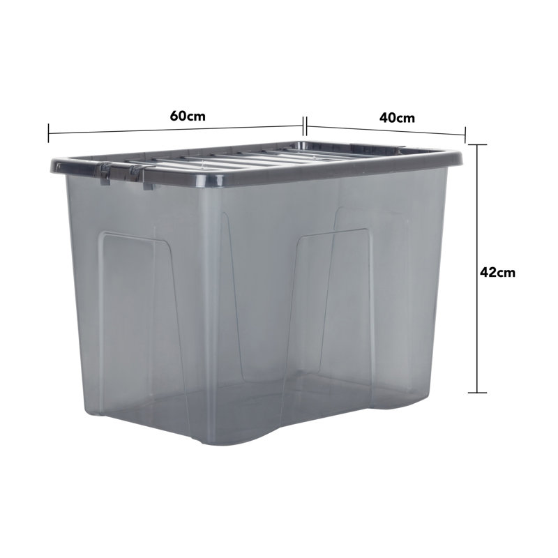 Wham Crystal 28L Plastic Storage Box Pack of 5 Tint Smoke