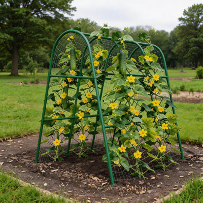 Treillis de jardin pour plantes grimpantes, support de lit surélevé en forme de U pour concombres, melons, raisins, roses et autres vignes