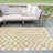 Rectangle Canales Geometric Machine Woven Recycled P.E.T. Area Rug in Yellow/White-1467291069