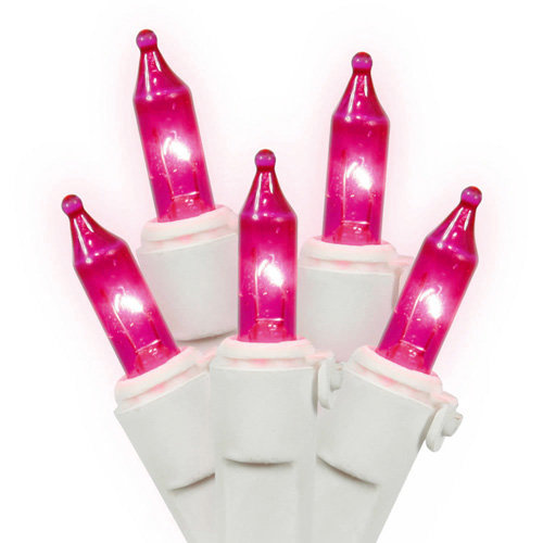 Mini Christmas String Light Set, Pink/White, 100, 396"