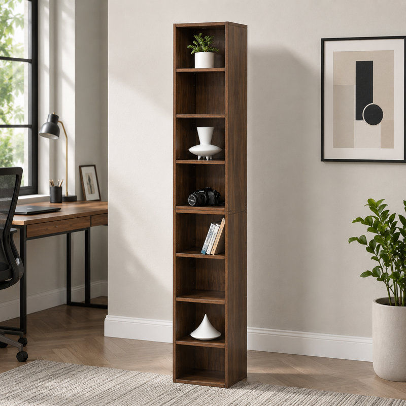 Bibliothèque standard en bois avec dispositif anti-basculement, Noyer