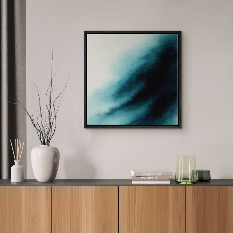 Reproduction d'art abstrait sur toile encadrée pour décoration intérieure moderne, H 16 po x l 16 po, Noir