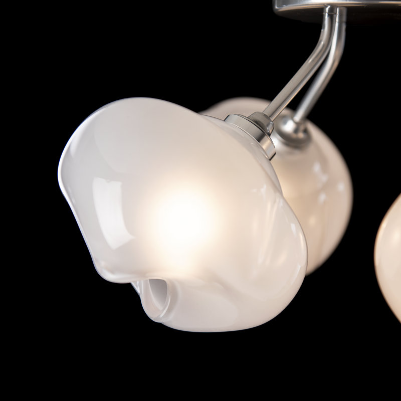 Ume Frosted Glass 4-Light Semi Flush Mount, Sterling