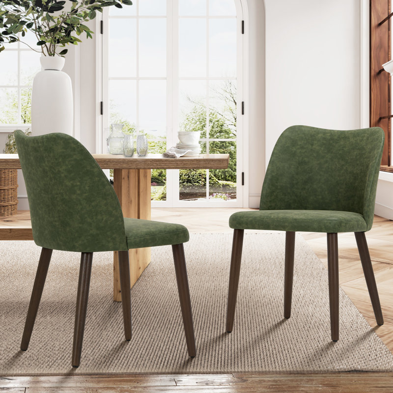 Petite chaise de salle à manger rembourrée en bois massif (ensemble de 2)
