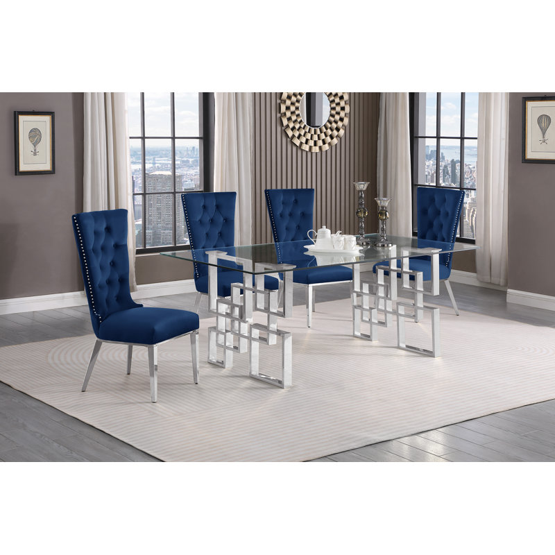 5 pièces Ensemble repas, Bleu marin / Argent, 5