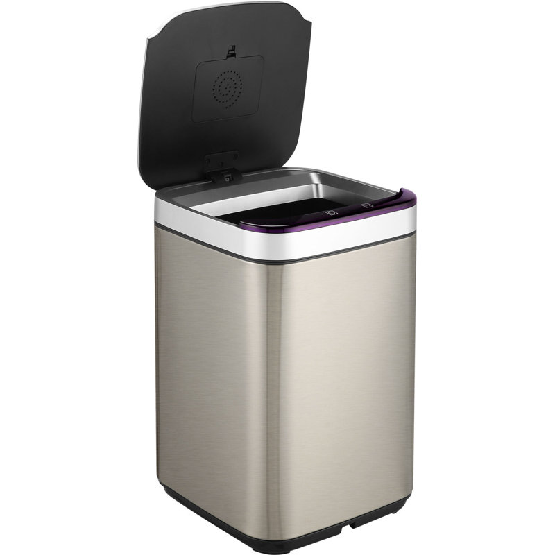 Hanover 10-Liter Stainless Steel Touchless Trash Can with Sensor Lid