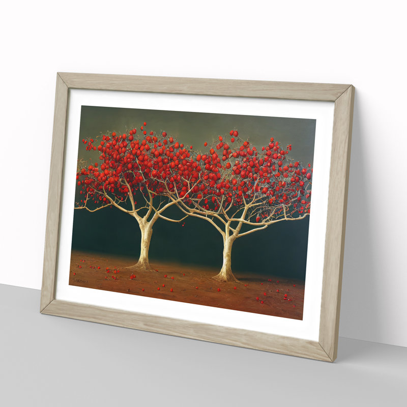 Beauteous Apple Trees - Single Picture Frame Print, 34cm H x 46cm W x 2cm D, Oak