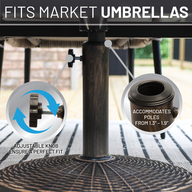 Bronze Wicker Pattern Plastic Patio Umbrella Base, 22lb