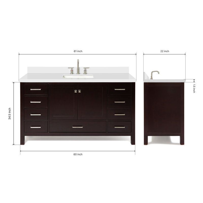 Cambridge 61'' W Single Vanity, Espresso, Satin Nickel