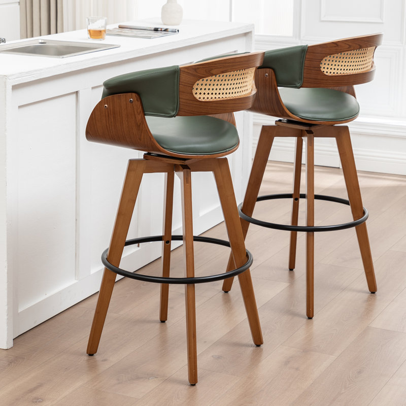 Swivel Upholstered Counter Stool, Counter Stool (26.37" Seat Height), Green