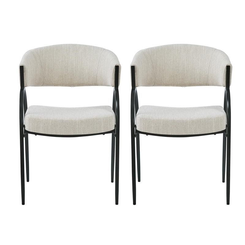 Chaises de salle à manger rembourrées avec pieds en métal, Beige