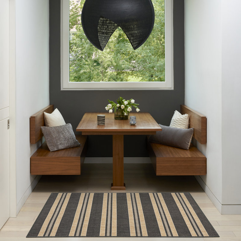 Tapis moderne Manderella, Gris anthracite, Rectangulaire 3 pi x 5 pi