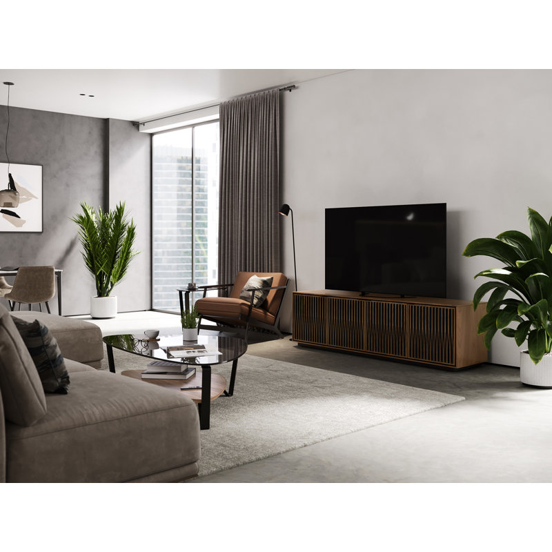 Elements - Cabinet with Rolling Plinth Base - Tune Door, Natural Walnut