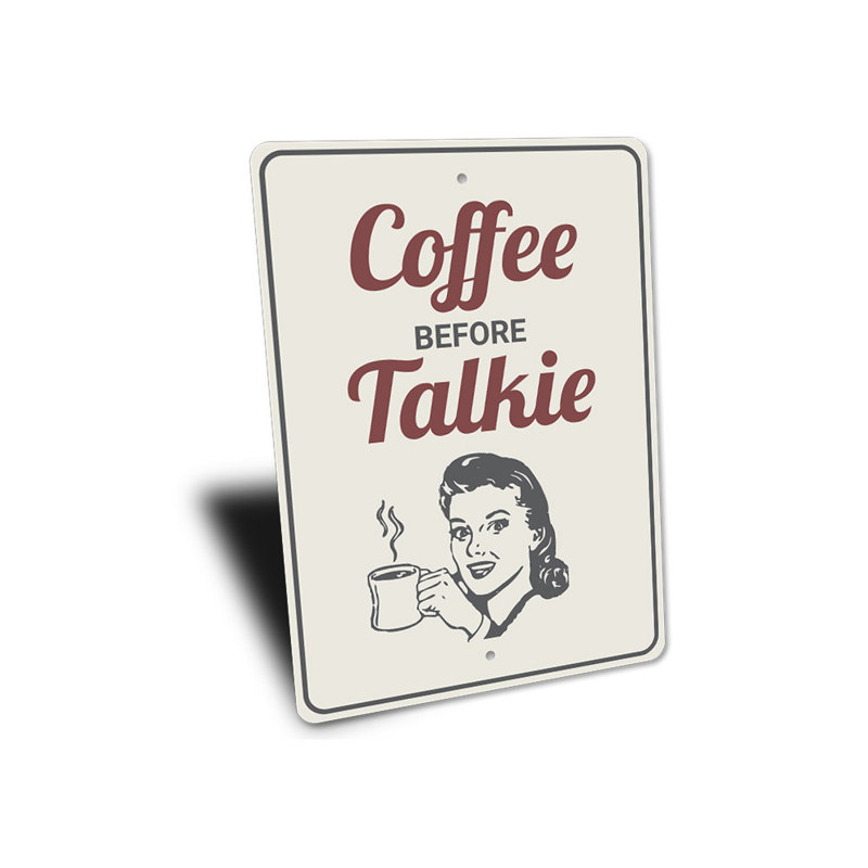 Enseigne café avant conversation en aluminium, H 18 po x l 12 po x P 0,06 po