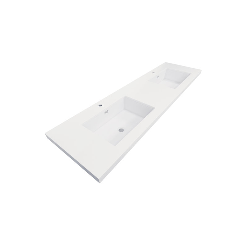 MEBO 72'' White Reinforced Acrylic Rectangular Bathroom Sink with Faucet and Overflow