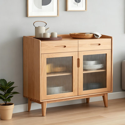 Modern minimalist solid wood storage sideboard