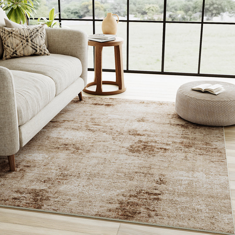 Aurora Elegant Abstract Brown Area Rug, Rectangle 6'3" x 8'6"