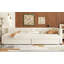 Lit plateforme tapissier double avec USB et 2 tiroirs, beige-695004908