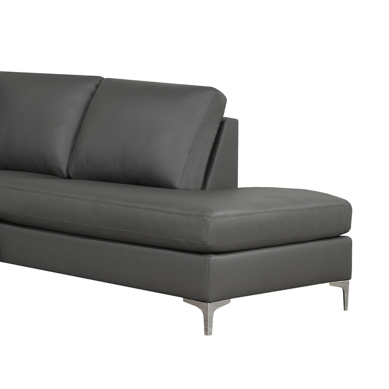 Canapé modulaire faisant face à la droite 84 po, Cuir gris anthracite assorti
