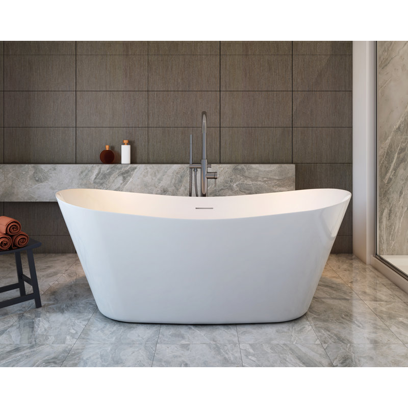 Contemporary-Modern 67'' x 24'' Soaking Acrylic Bathtub