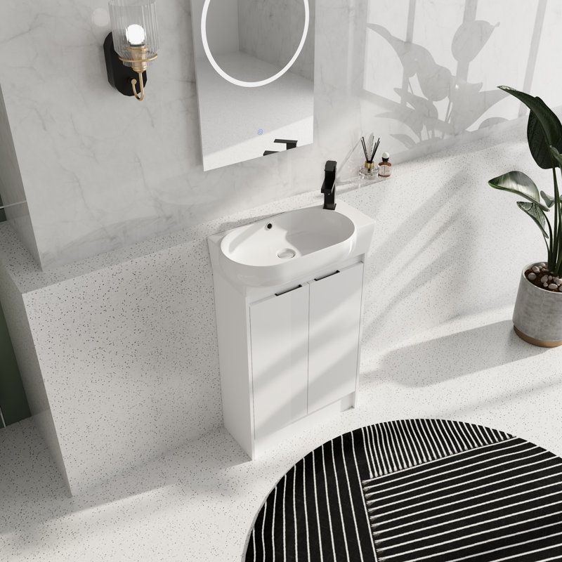 23'' Freestanding Single Bathroom Vanity With Ceramic Vanity Top, White