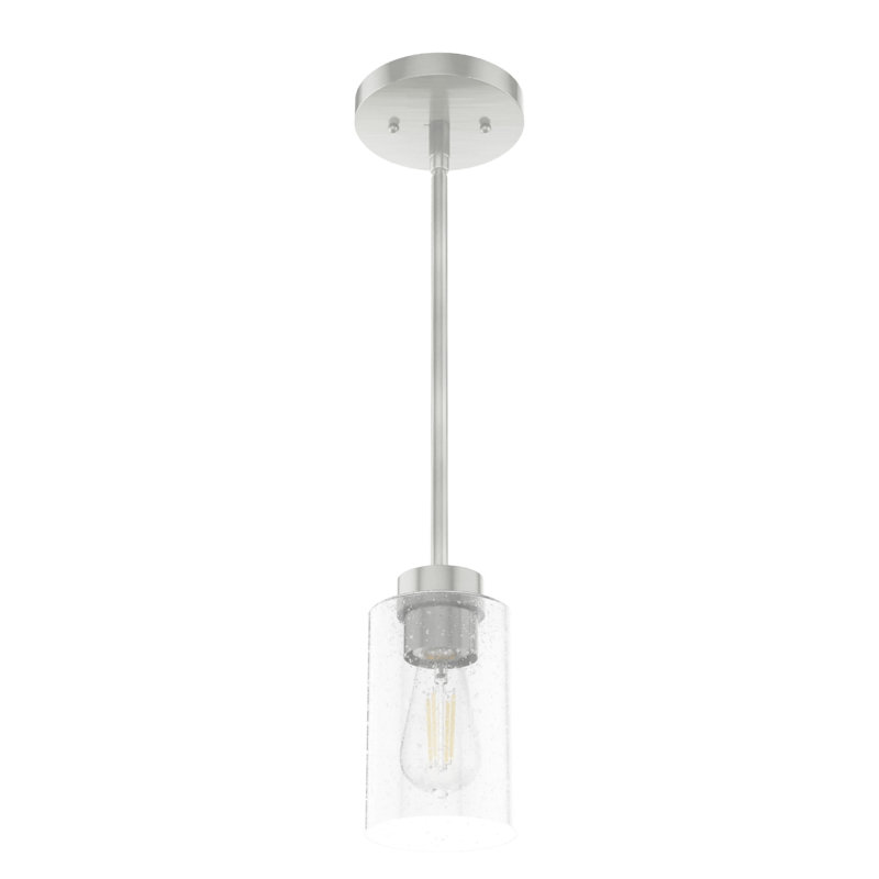 Hartland Brushed Nickel Mini Jar Pendant with Seeded Glass