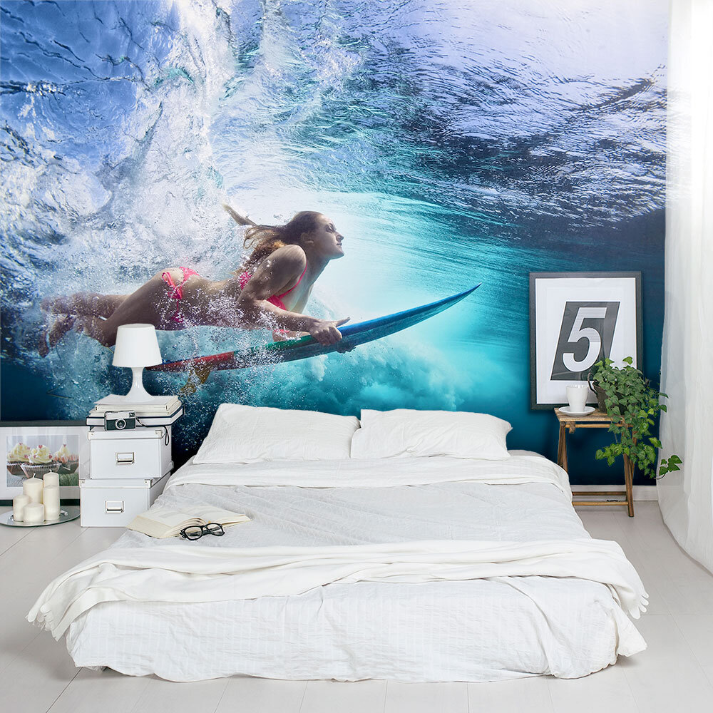 Wallums Wall Decor Girl Surfer 8 X 144 3 Piece Wall Mural Wayfair 7881