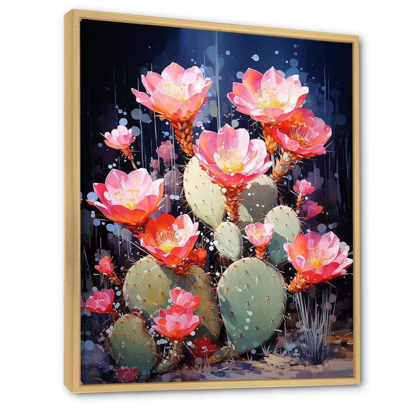 Cactus framboise réserve I - impression, H 44 po x l 34 po x P 1,5 po, Cadre naturel flottant