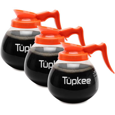 Tupkee Coffee Decanter Carafe Commercial Glass Replacement Pot 64 oz 12-Cup Black Handle Regular