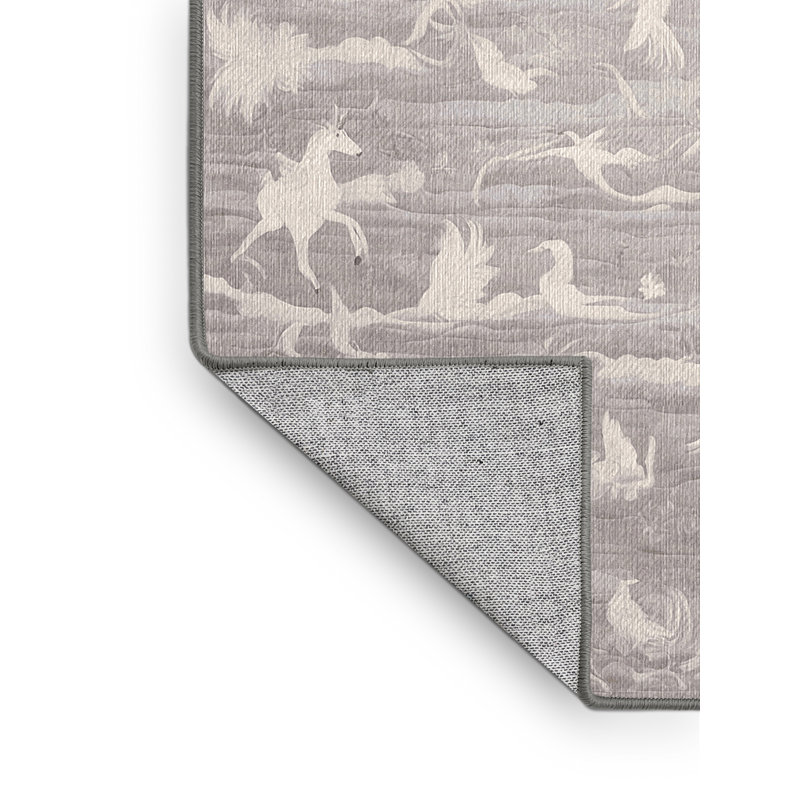Machine Washable Gray Area Rug, Square 4'