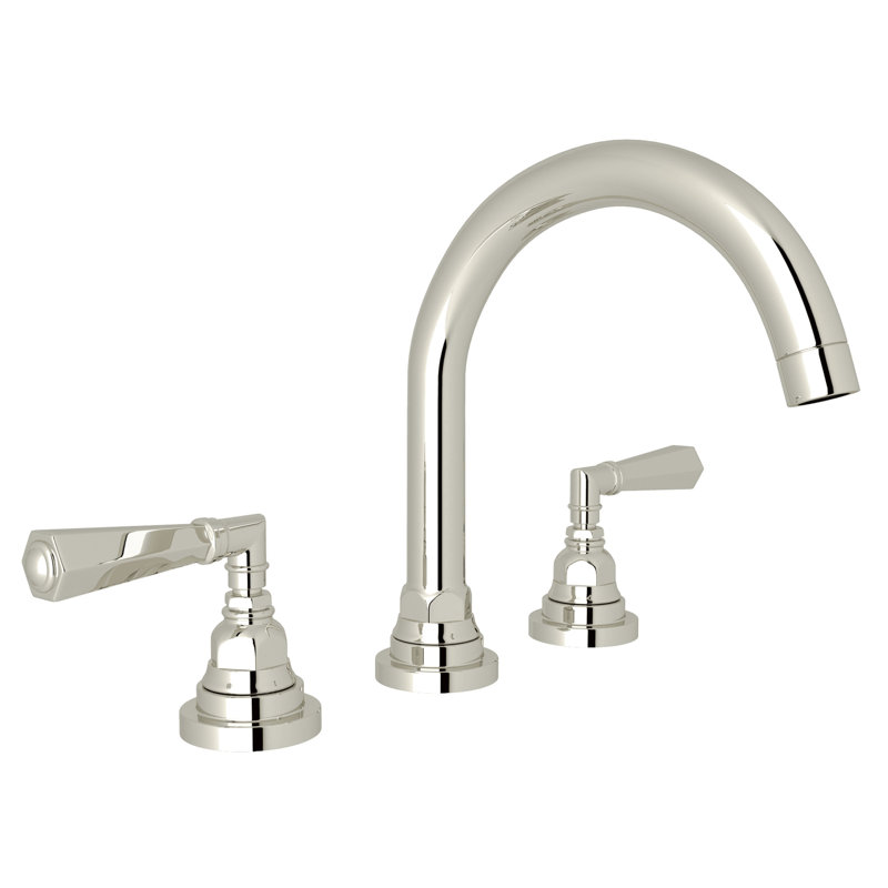 San Giovanni Widespread Lavatory Faucet With C-Spout, Polished Nickel, Lever Handle
