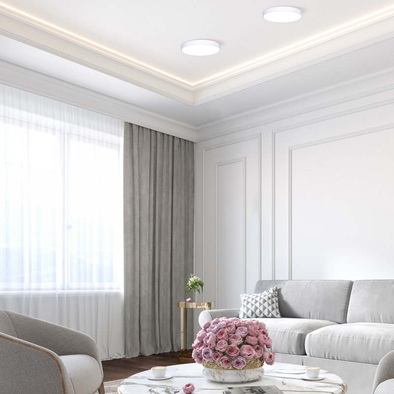 Plafonnier encastré simple à 1 lumière Caraban, Blanc, H 0,77 po x l 6,7 po x P 6,7 po