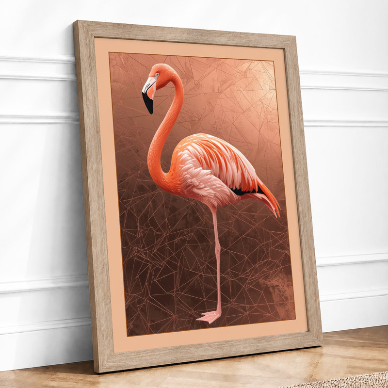 Flamingo in Repose Boho - Framed Print, A3 - 42.0 x 29.7 cm, Oak