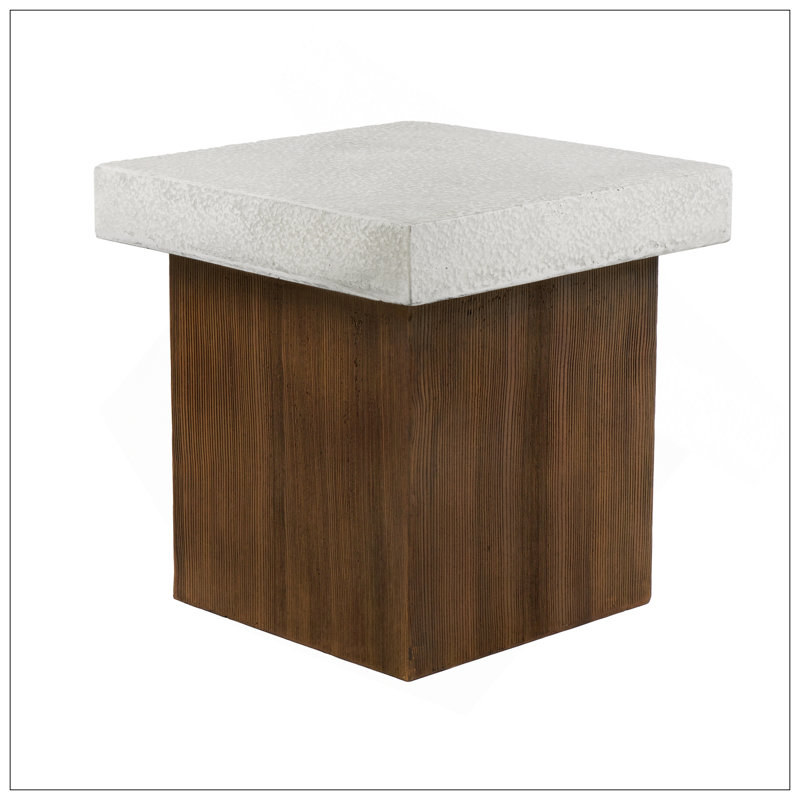 Table d'appoint carrée MGO [Plateau blanc antique + blanc antique + structure en bois naturel]