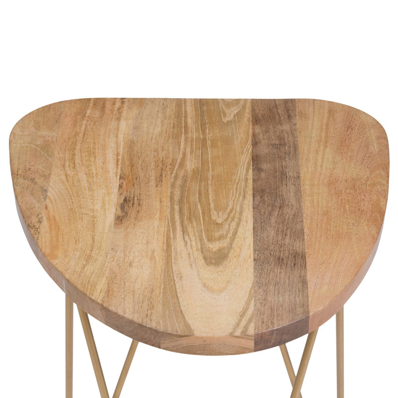 Patrice Boomerang Mango Wood Table with Matte Gold Hairpin Legs