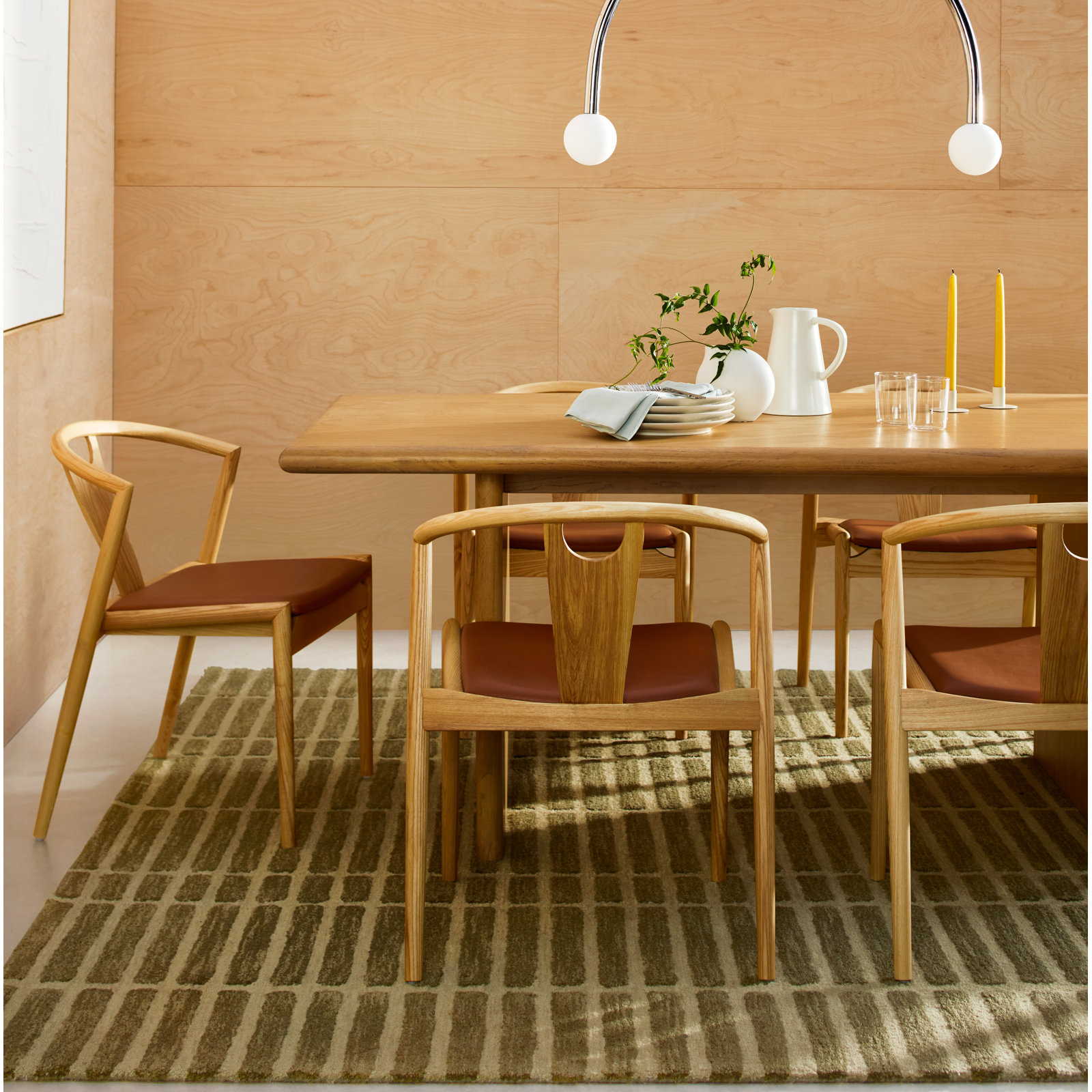 Ambra Dining Chair, Dark Tan Faux Leather/Natural Frame, 2