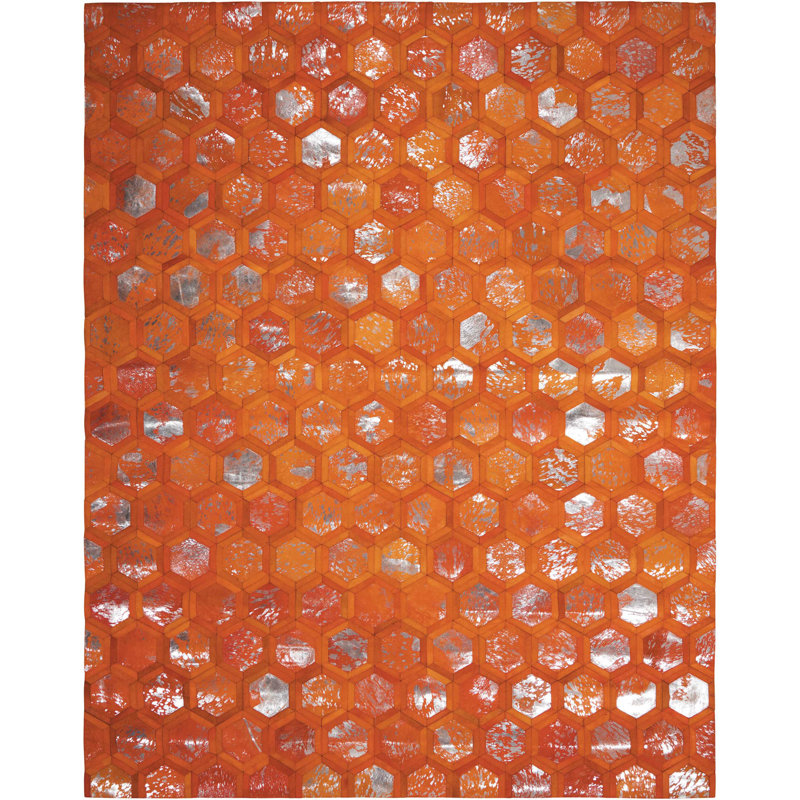 Tapis orange / argenté Tonasket, Rectangle 8 pi x 10 pi
