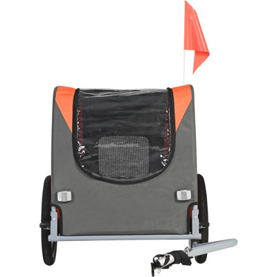 Remorque pour chien, supportant jusqu'à 66 lb, chariot de transport pour animal de compagnie, cadre pliable facile avec roues à dégagement rapide, coupleur de vélo universel, réflecteurs, drapeau, pliable pour le rangement