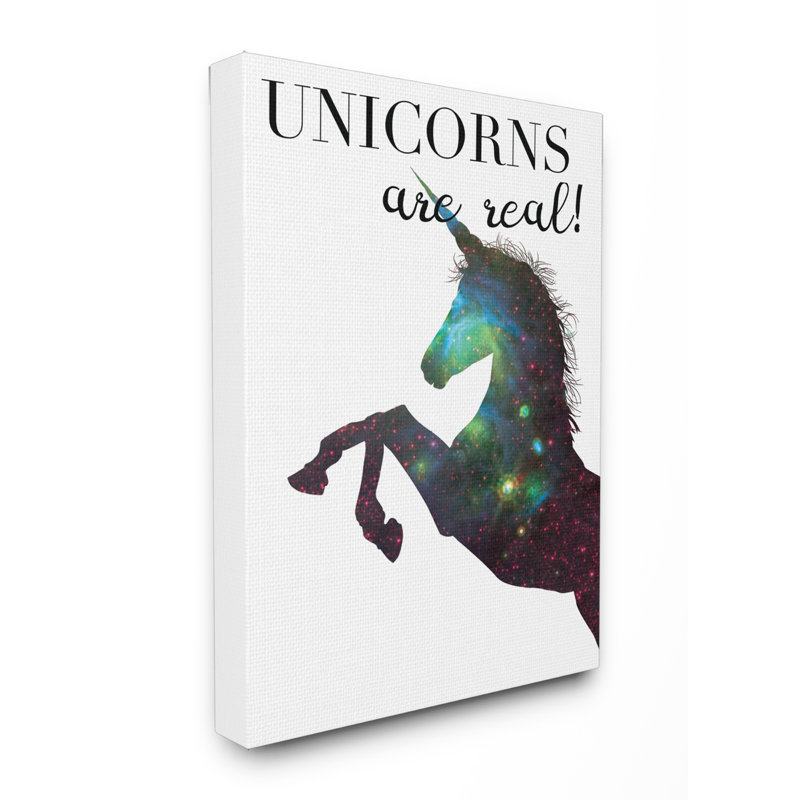 « galaxy print licornes is real », reproduction d’impression, H 30 po x l 24 po, Toile tendue