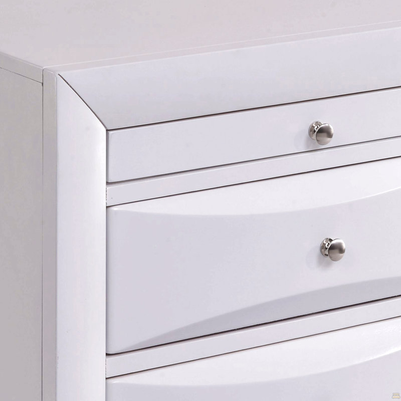 Table de chevet blanche avec 2 tiroirs, Blanc