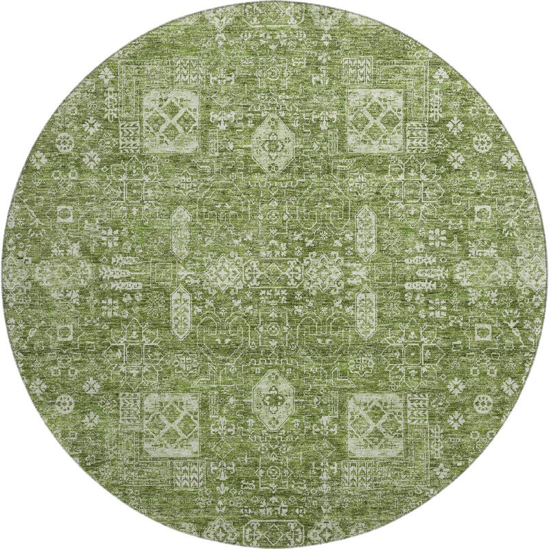 Premium Machine Washable Cerrito Aloe Rug, Round 8'
