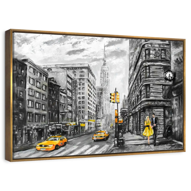 NYC, Floating Frame Gold, 13" X 9"