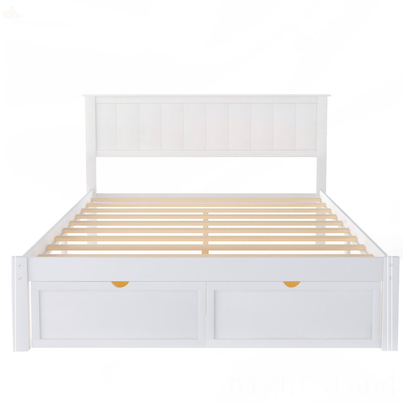 Lit plateforme double avec tiroirs sous le lit