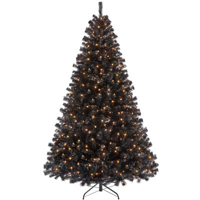 Easy Set-Up Lighted Spruce Black Christmas Tree