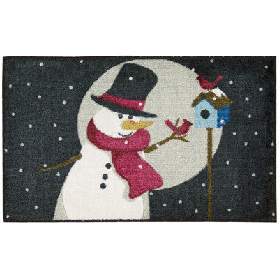 Tapis zone noire bonhomme de neige et oiseau Boville