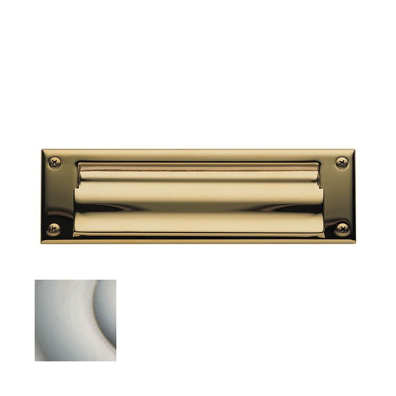 10 in x 3 in Brass Mail Slot, Lifetime Satin Nickel
