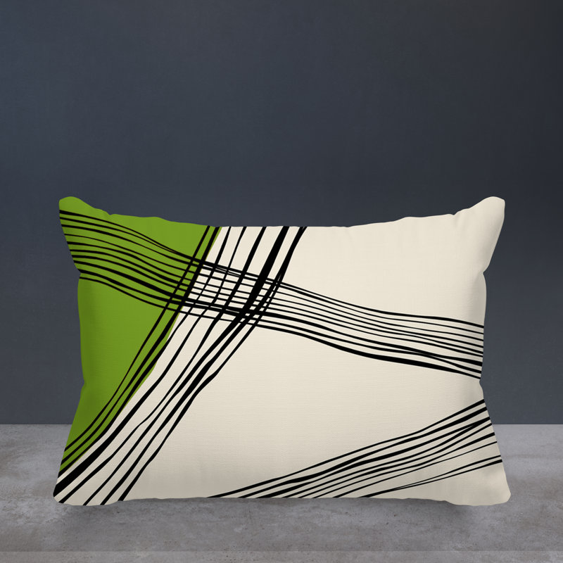 Cassie Abstract Outdoor Reversible Throw Pillow, Chartreuse, 18"H x 25"W